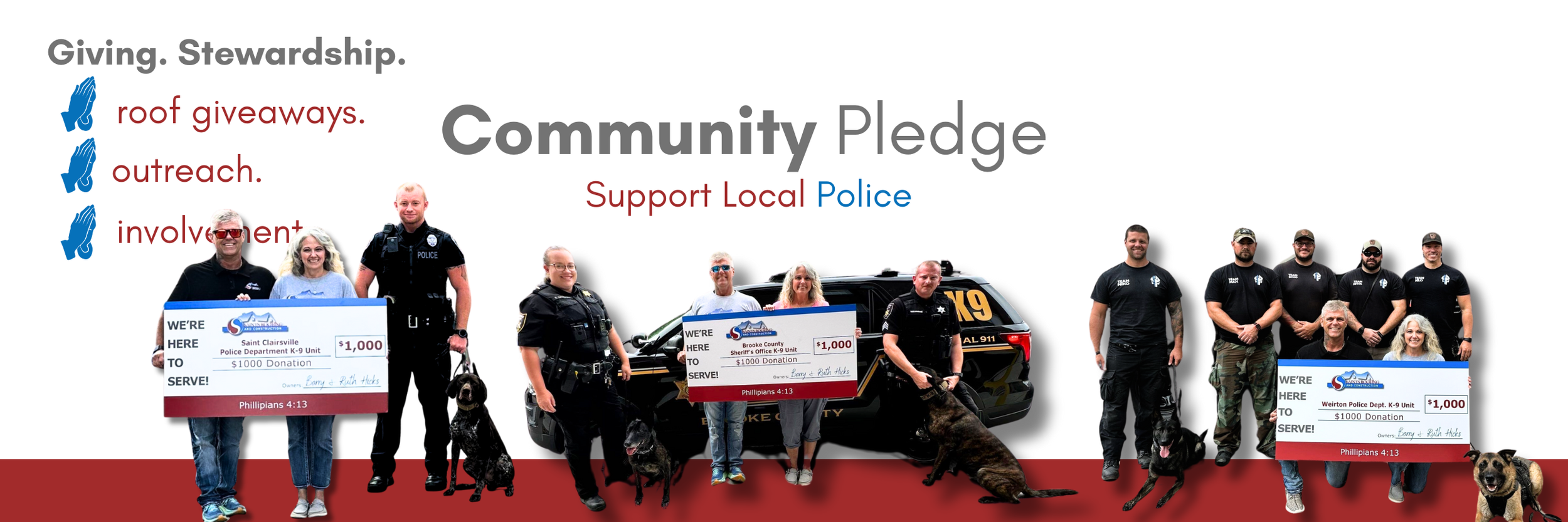 Saints Roofing and Construction K-9 Donation