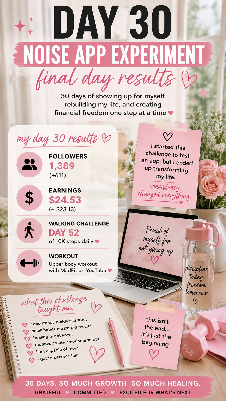 Day 30 Results: My 30-Day Noise App Experiment (I Actually Finished It 💗)