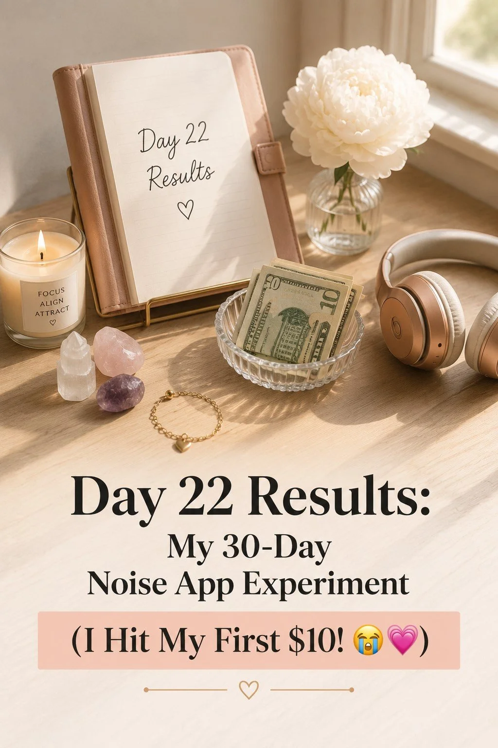 Day 22 Results: My 90-Day Noise App Experiment (Learning to Be Kind to Myself 💗)