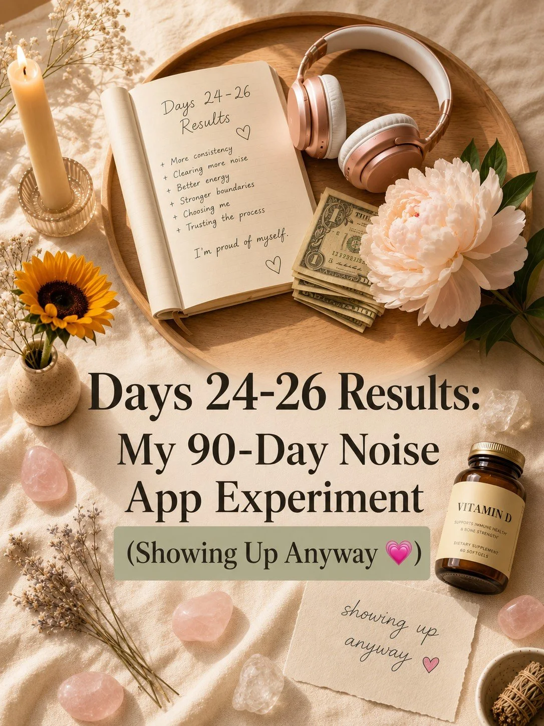 Days 24, 25 &amp; 26 Results: My 90-Day Noise App Experiment (Showing Up Anyway 💗)