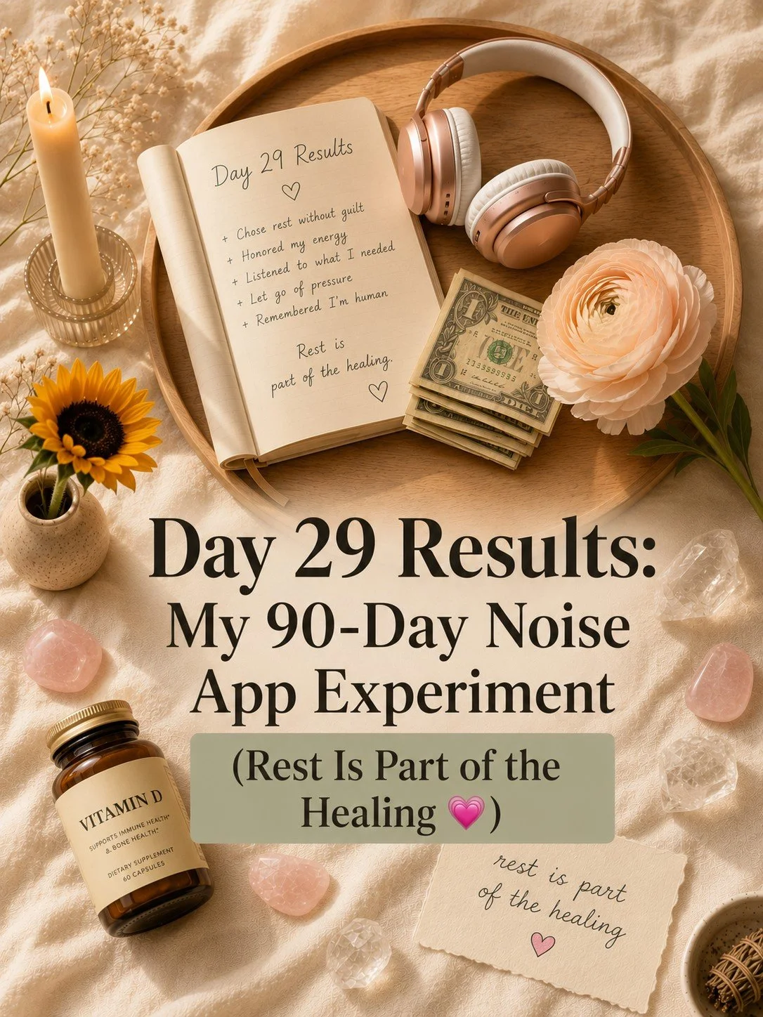 Day 29 Results: My 90-Day Noise App Experiment (Rest Is Part of the Healing 💗)
