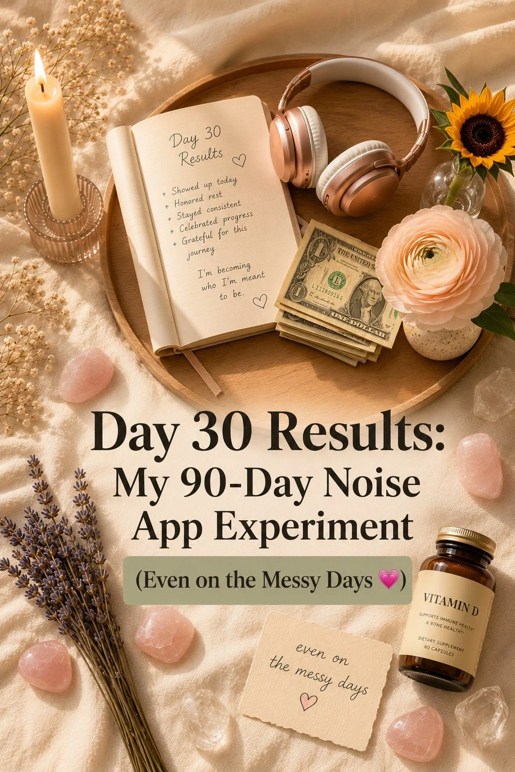Day 30 Results: My 90-Day Noise App Experiment (Even on the Messy Days 💗)