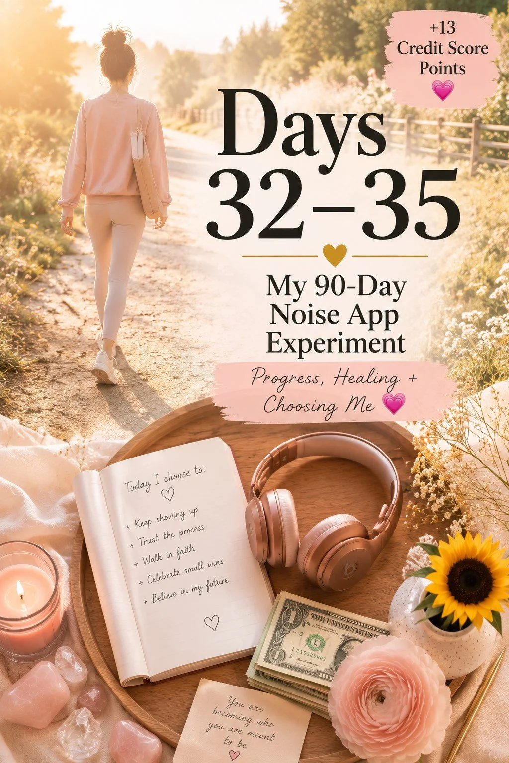 Days 32–35 Results: My 90-Day Noise App Experiment (Sunshine, Small Wins + Steady Progress 💗)
