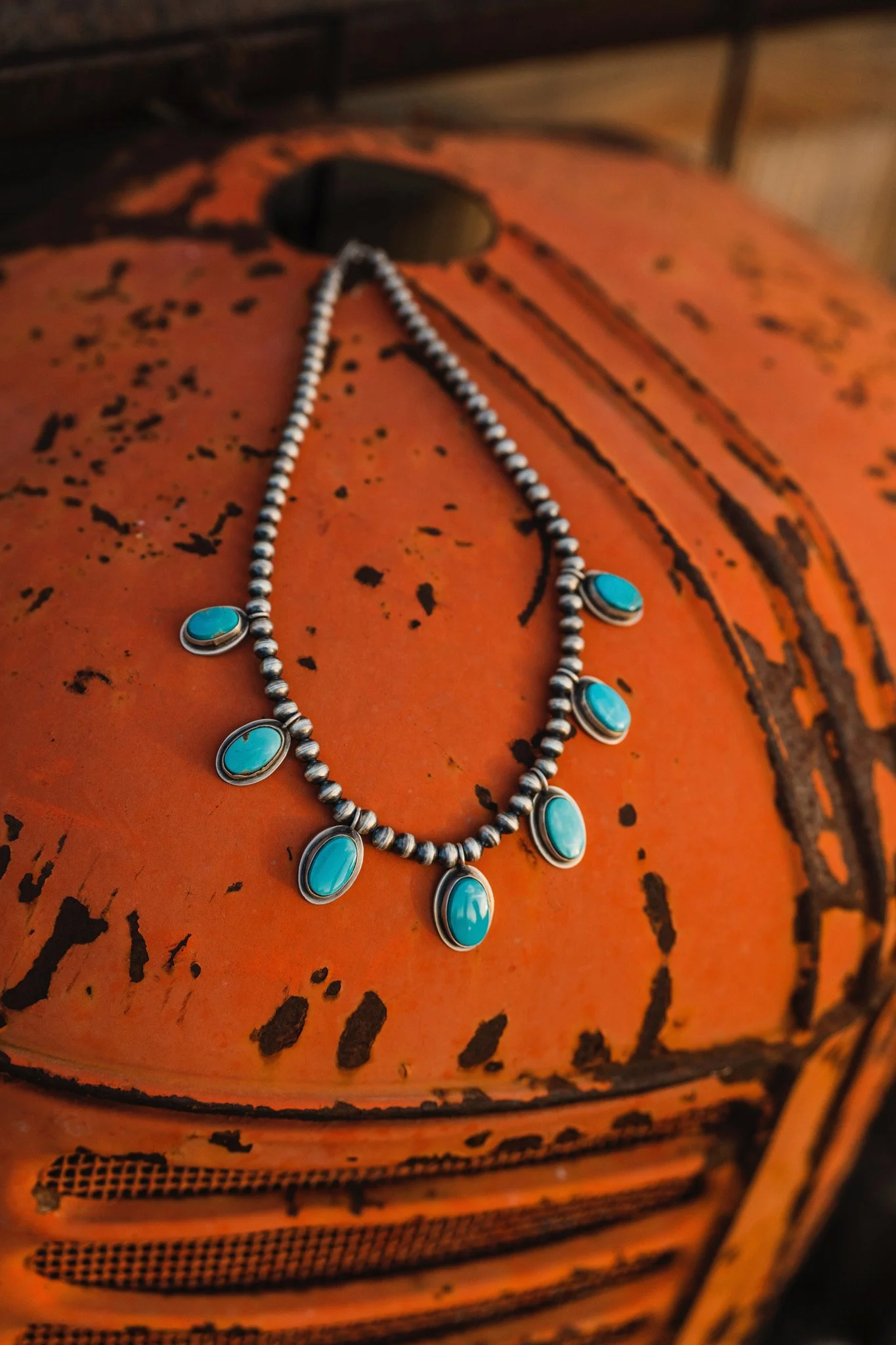 Royston Turquoise on 6mm Navajo Pearls