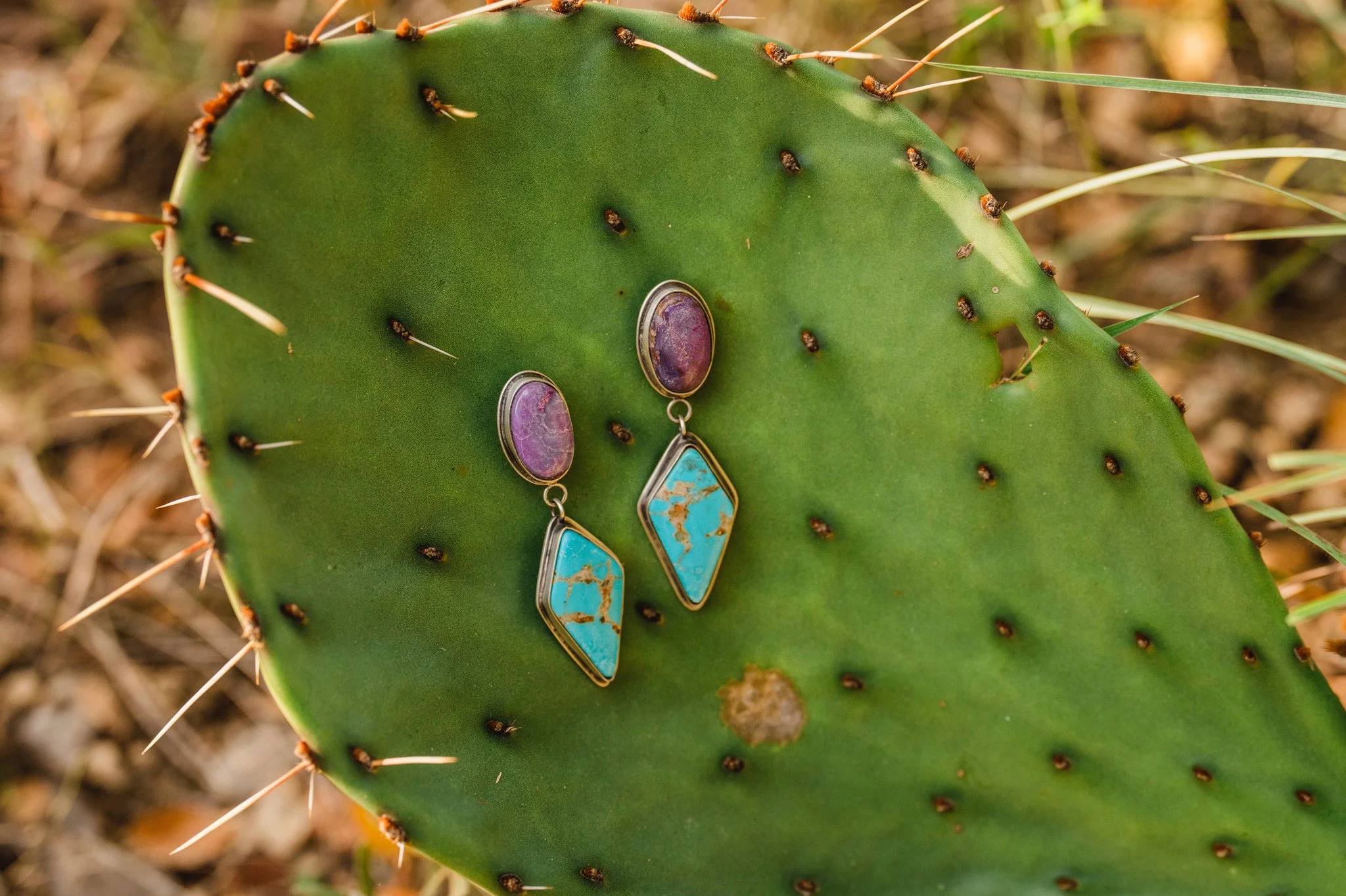 Sugalite and Kingman turquoise earrings
