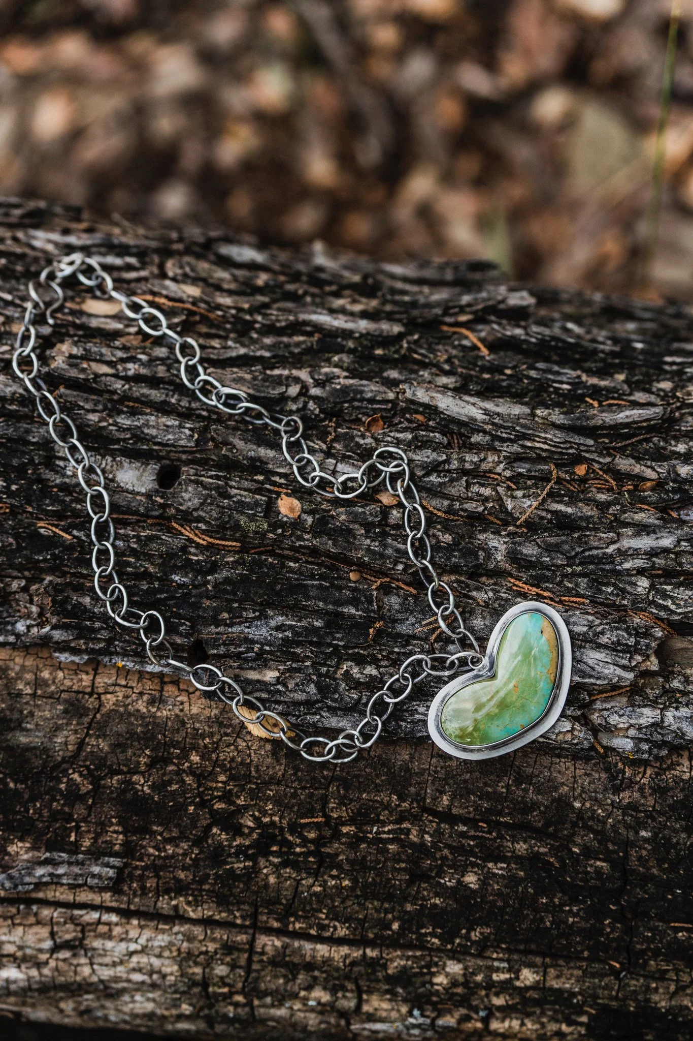 Tyrone Turquoise Heart on Fine Silver Chain