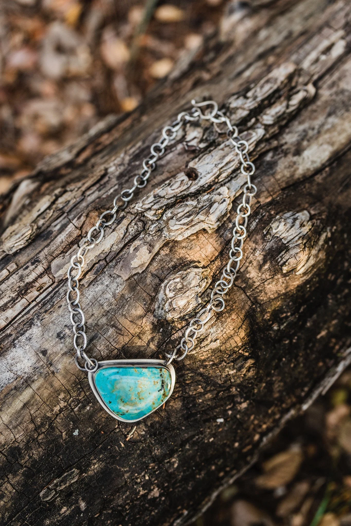 Royston Turquoise pendant on Fine Silver Chain