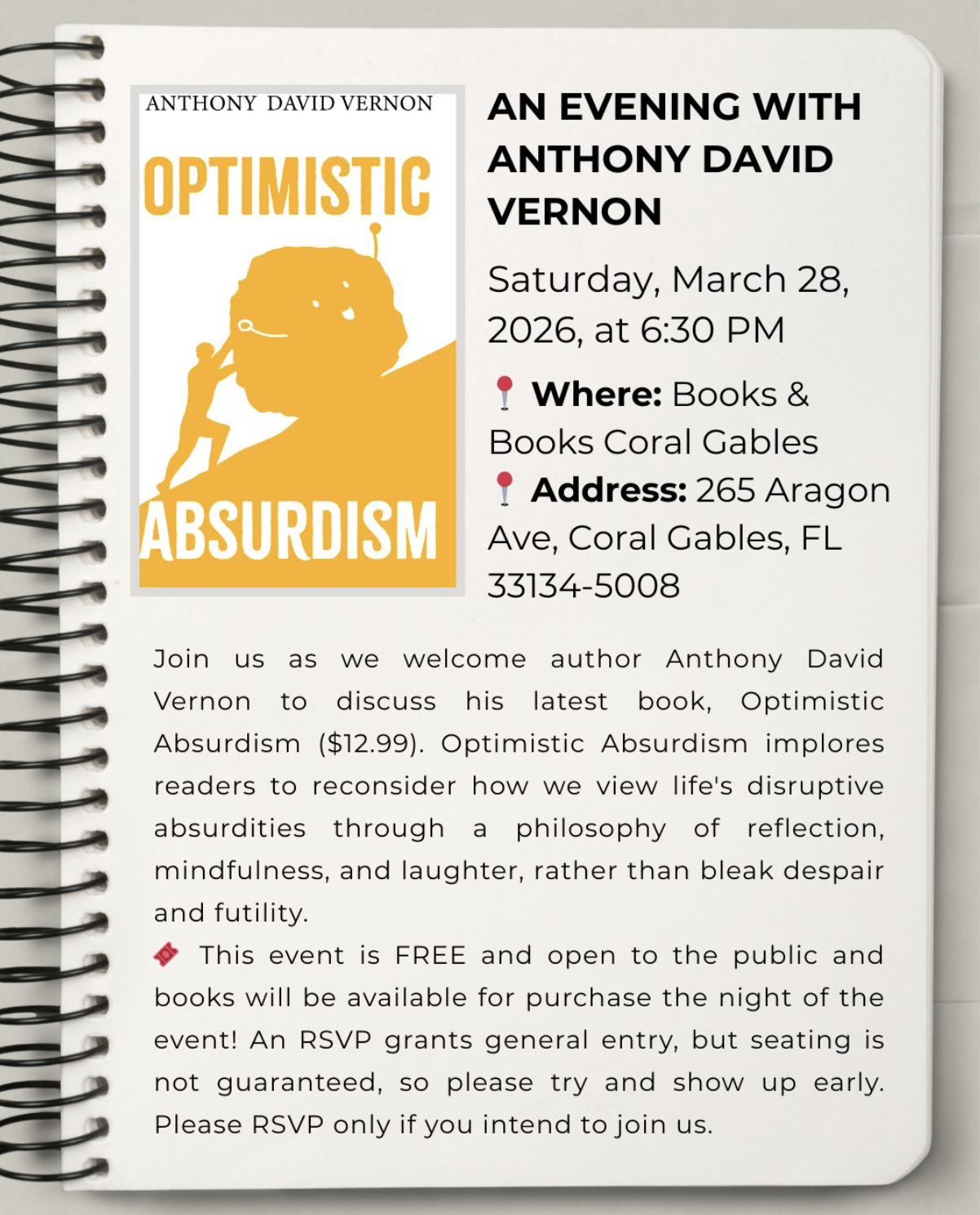 An Evening with Anthony David Vernon