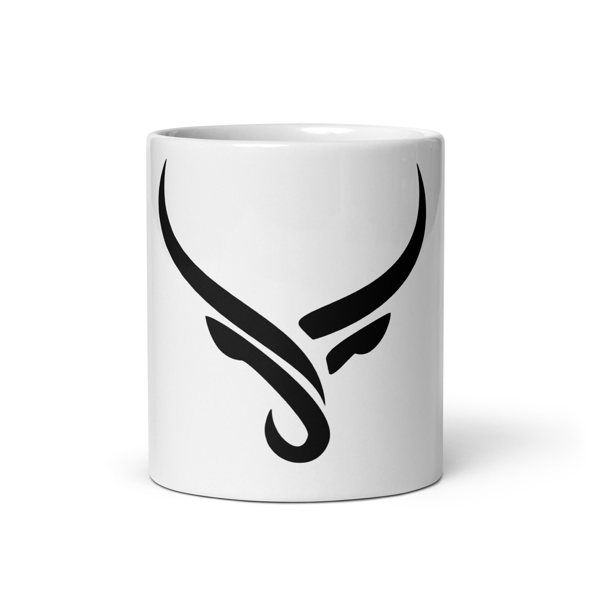 white bull coffee mug