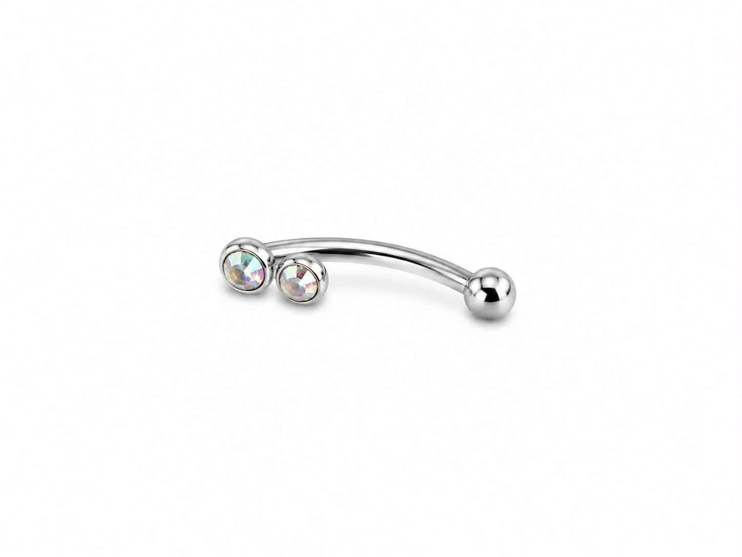 Banane argent 1 boule + 2 boules-pierres tige 8mm