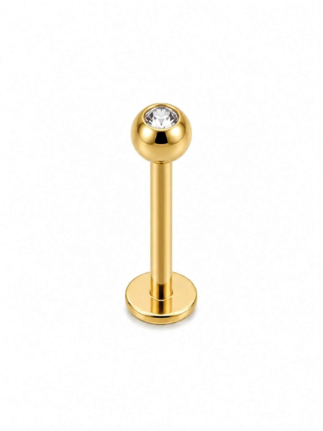 Labret doré boule-pierre tige