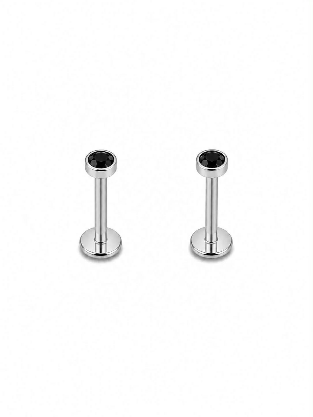 PAIRE Labret argent cup mini-pierre 12mm