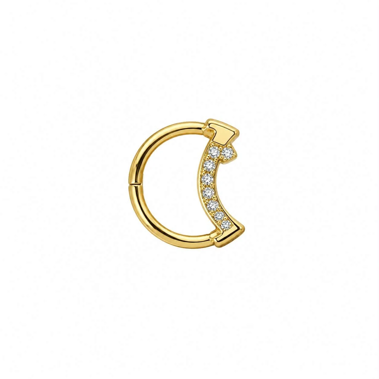 Anneau oreille doré pierre lune