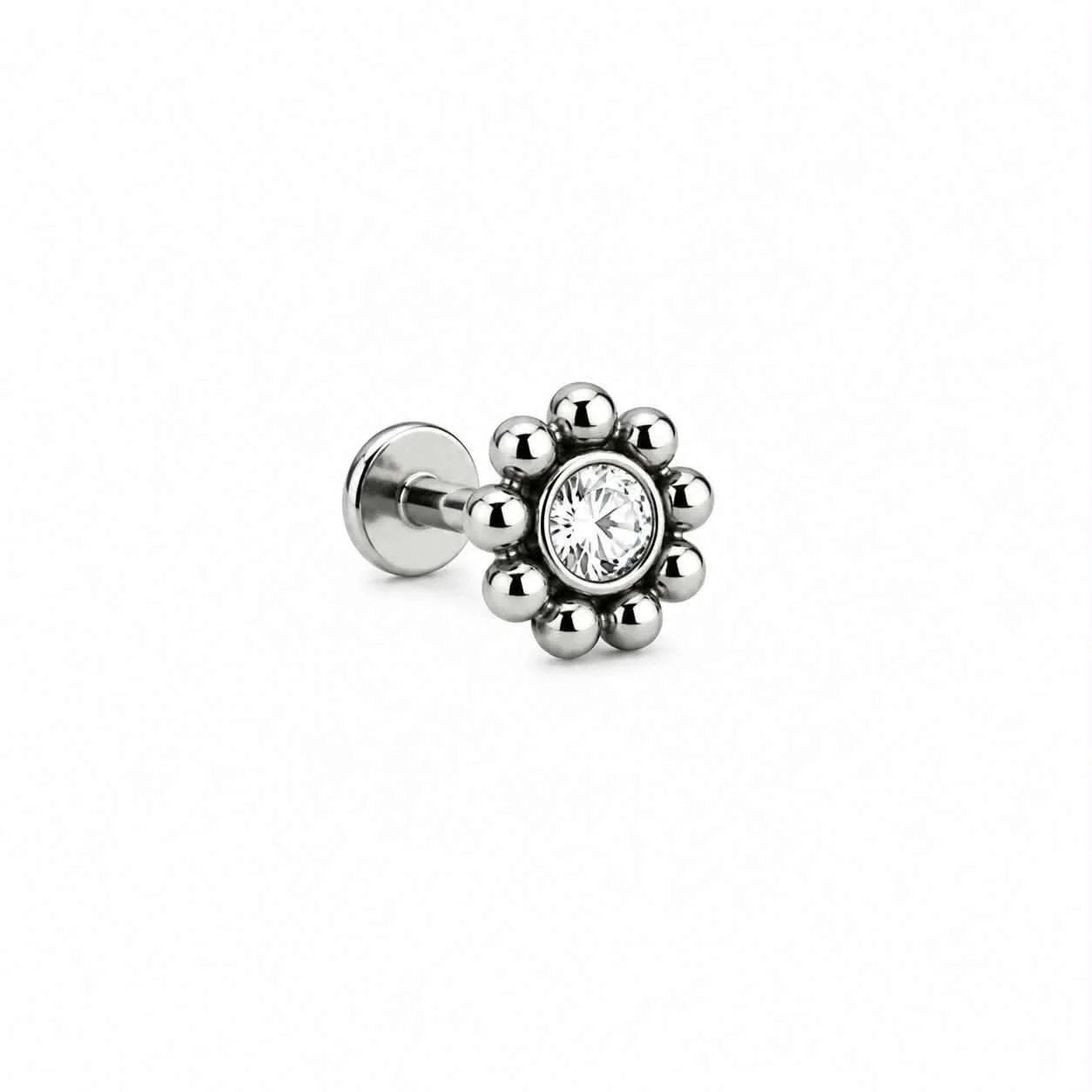 Labret argent multi-pierre rondes tige 6mm