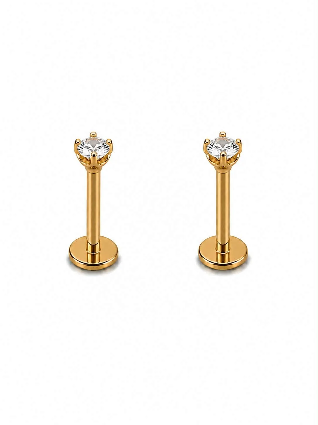 PAIRE Labret doré pierre tige 8mm