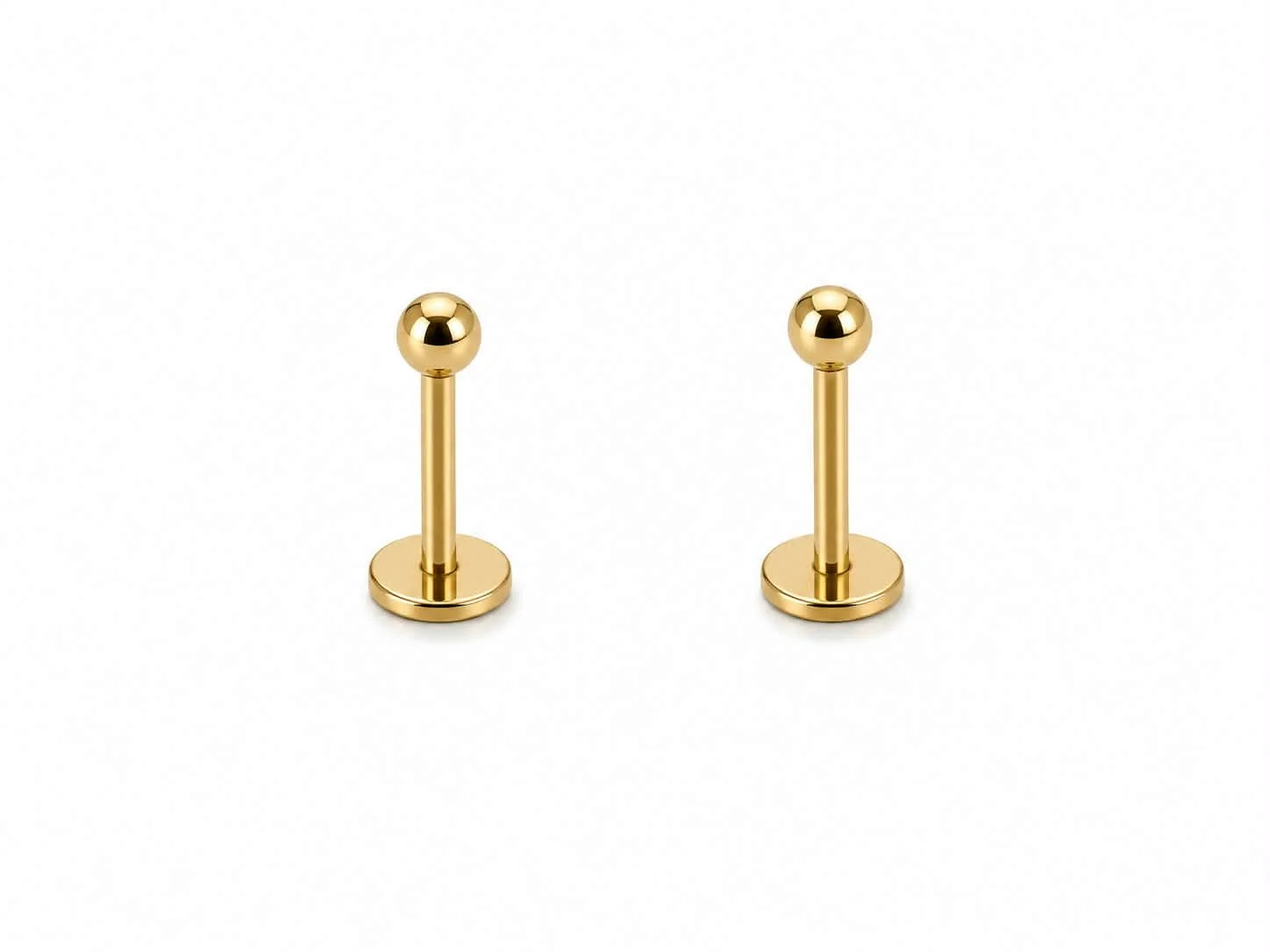 PAIRE Labret doré simple boule tige 6mm