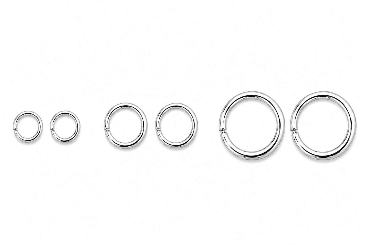 3 PAIRES anneaux argent 6mm 8mm et 10mm