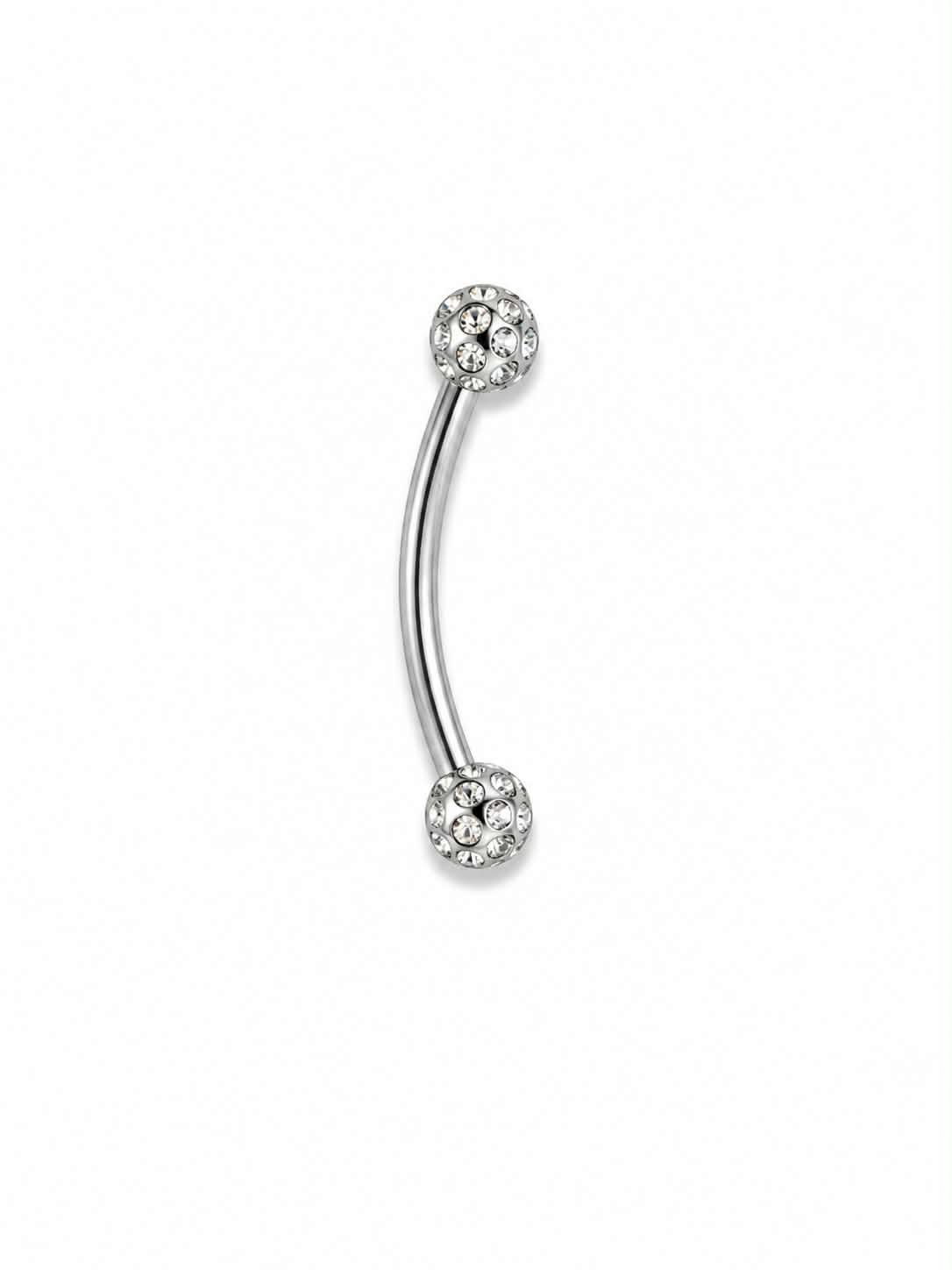 Banane argent 2 boules disco tige 8mm