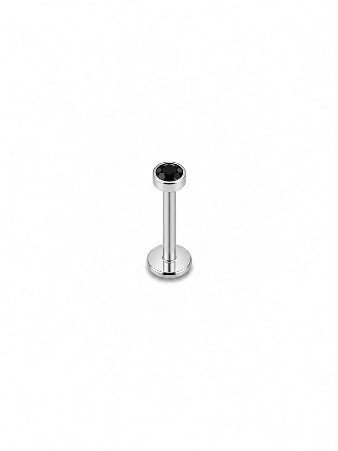 Labret argent cup pierre noire tige 8mm