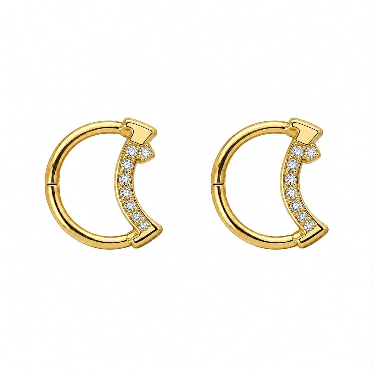 PAIRE anneau oreille doré-pierre lune
