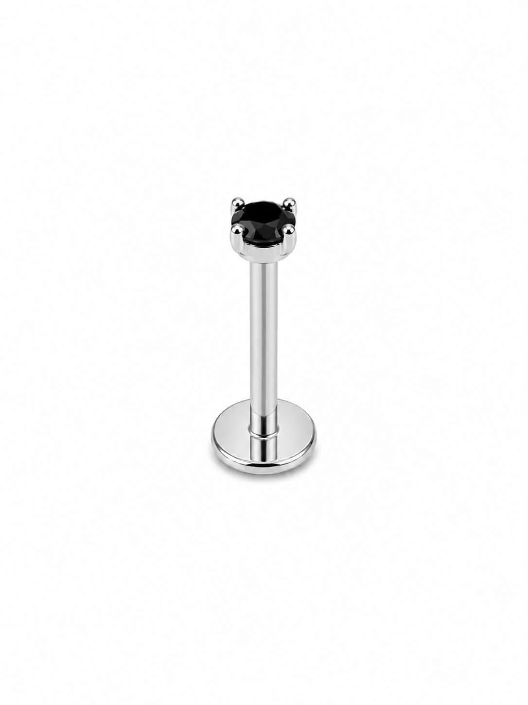 Labret argent pierre noire