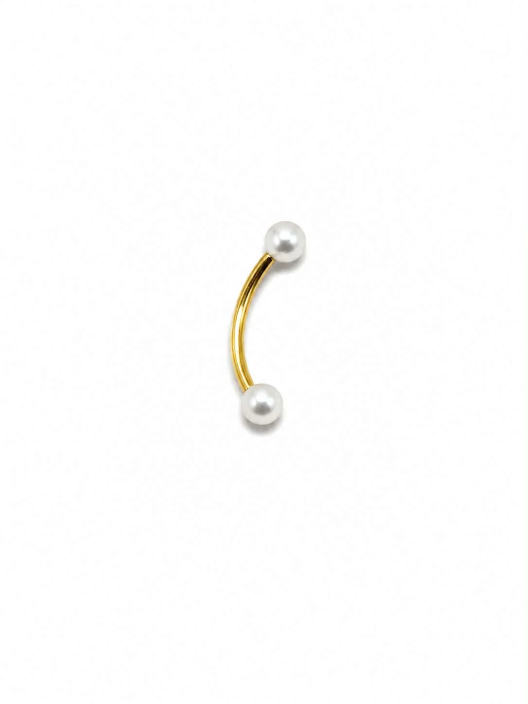 Banane doré simple 2boules blanche tige 8mm