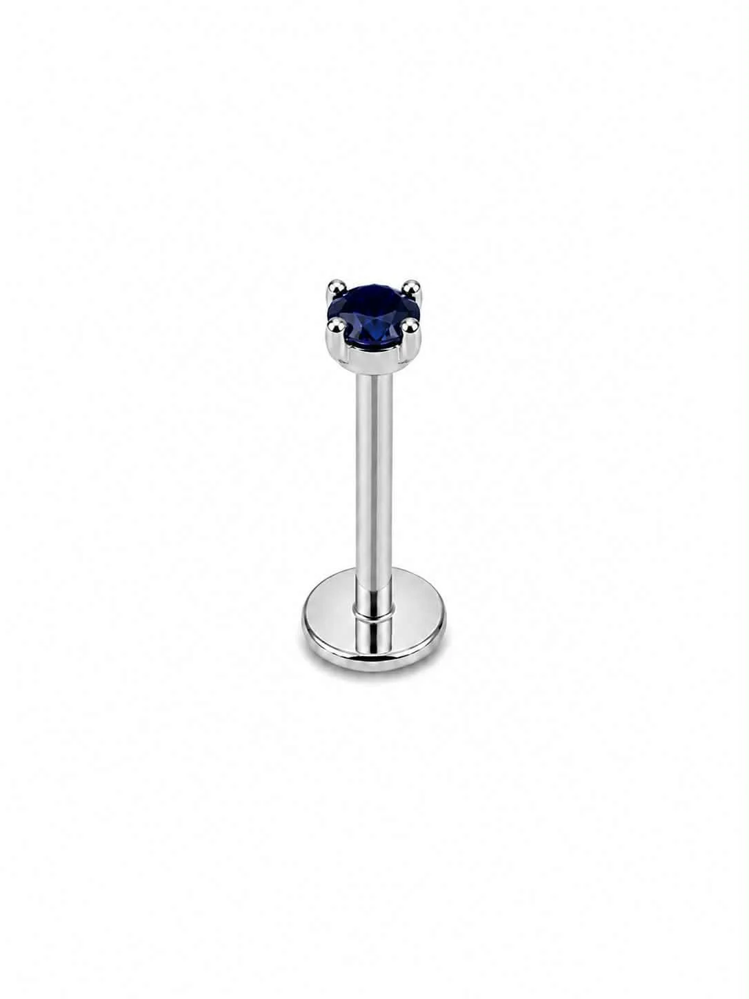 Labret argent pierre indigo tige 12mm