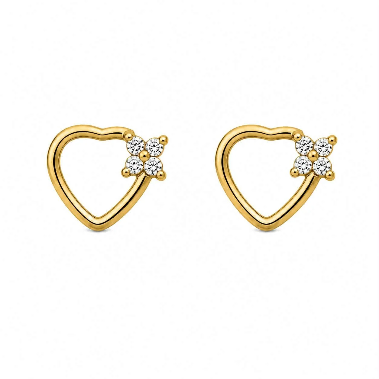PAIRE anneau oreille doré-pierre cœur