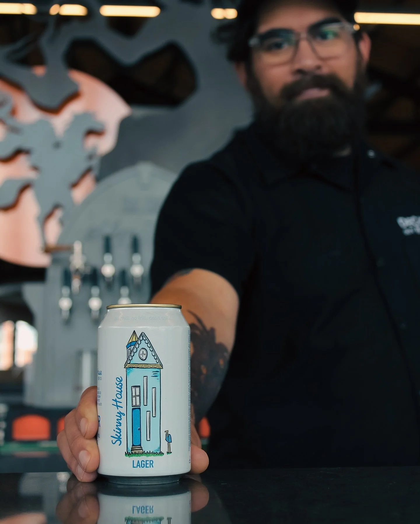 Long time friend of ours, @ineedscissors61 , is the provider of the crispies today at @deciccosbeer in Sleepy Hallow. Go see him, Eddie, Matt, George and James. Skinny House Lager is now available on draft and in 6-packs to go.