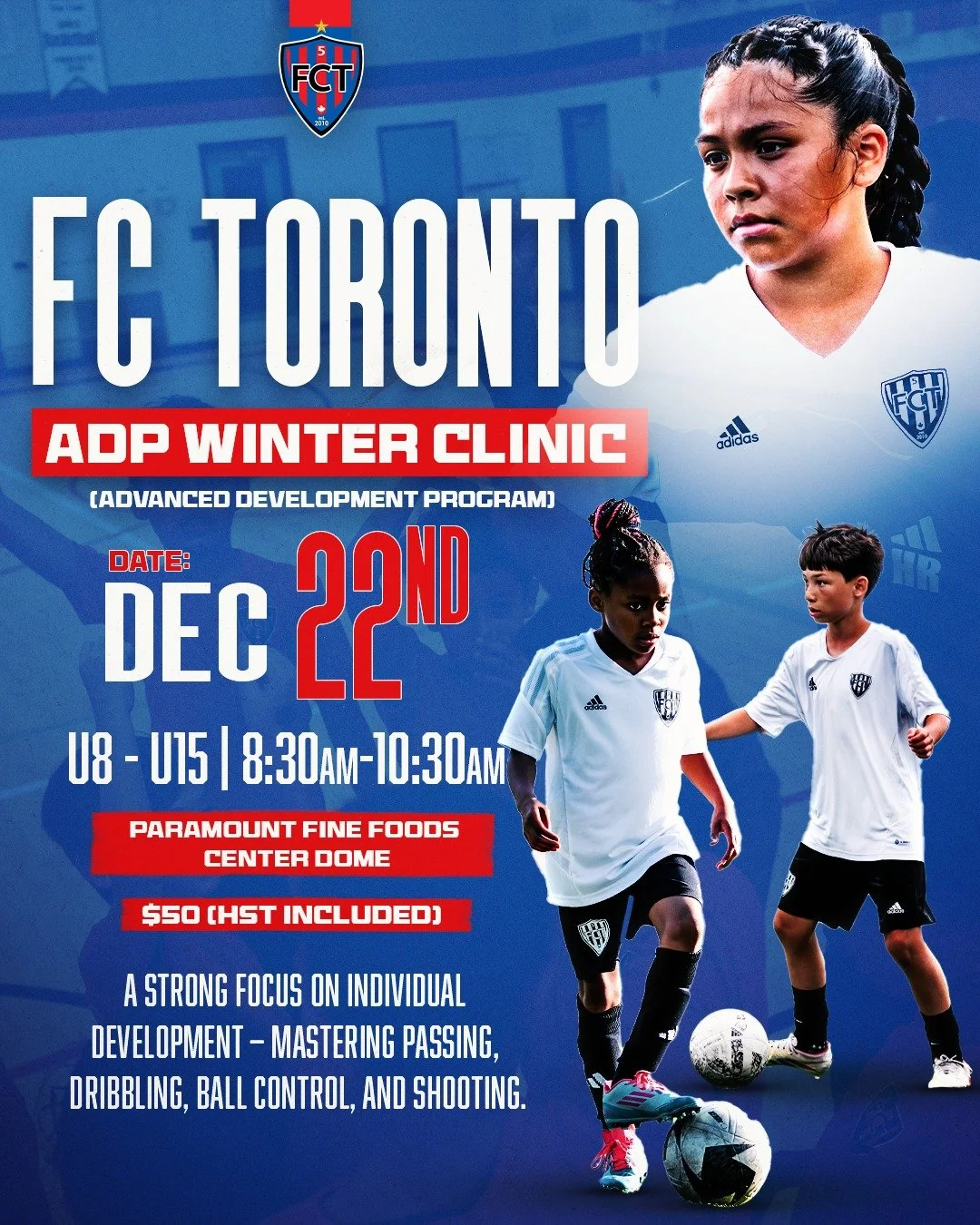 ❄️⚽️ FCT ADP Winter Clinic is here!

Join us on Dec 22 for a high-intensity training session at the Paramount Fine Foods Centre Dome.

🕣 8:30am&ndash;10:30am
💵 $50
⚽ U8&ndash;U15

Limited spots &mdash; secure your place today.
LINK IN BIO! 

#IAMFC