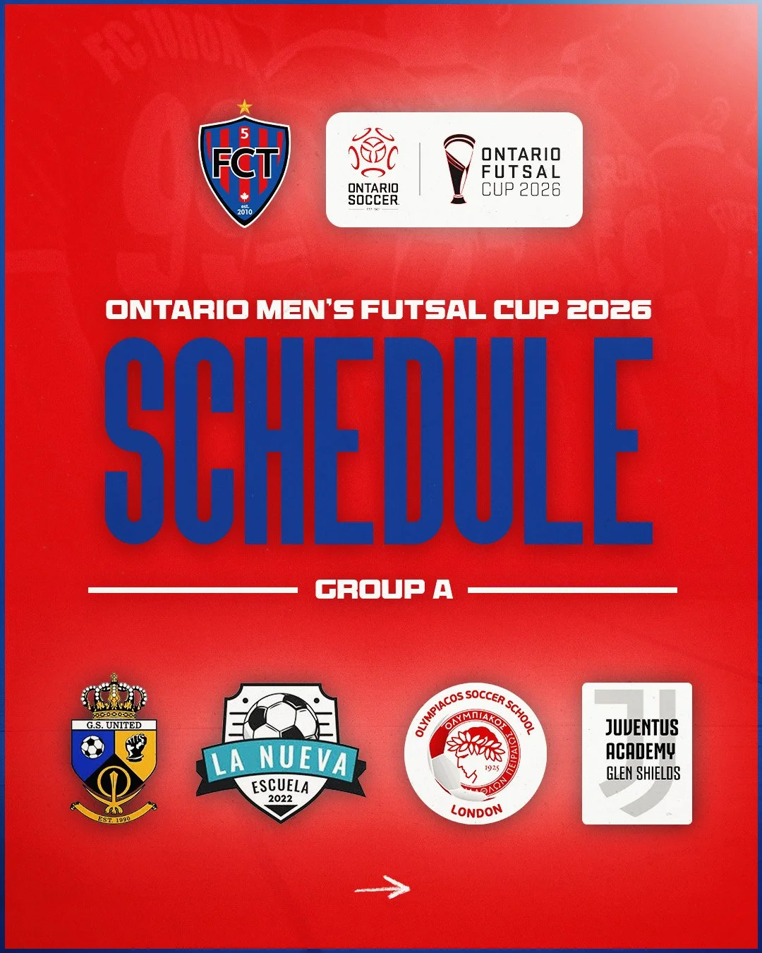 🏆⚽ Men&rsquo;s Ontario Futsal Cup 2026 is here!

It&rsquo;s almost time to get in the action and back our squad as we take on the province&rsquo;s best. 🔥

Meet our group, mark your calendars, and come bring the energy &mdash; your support makes th