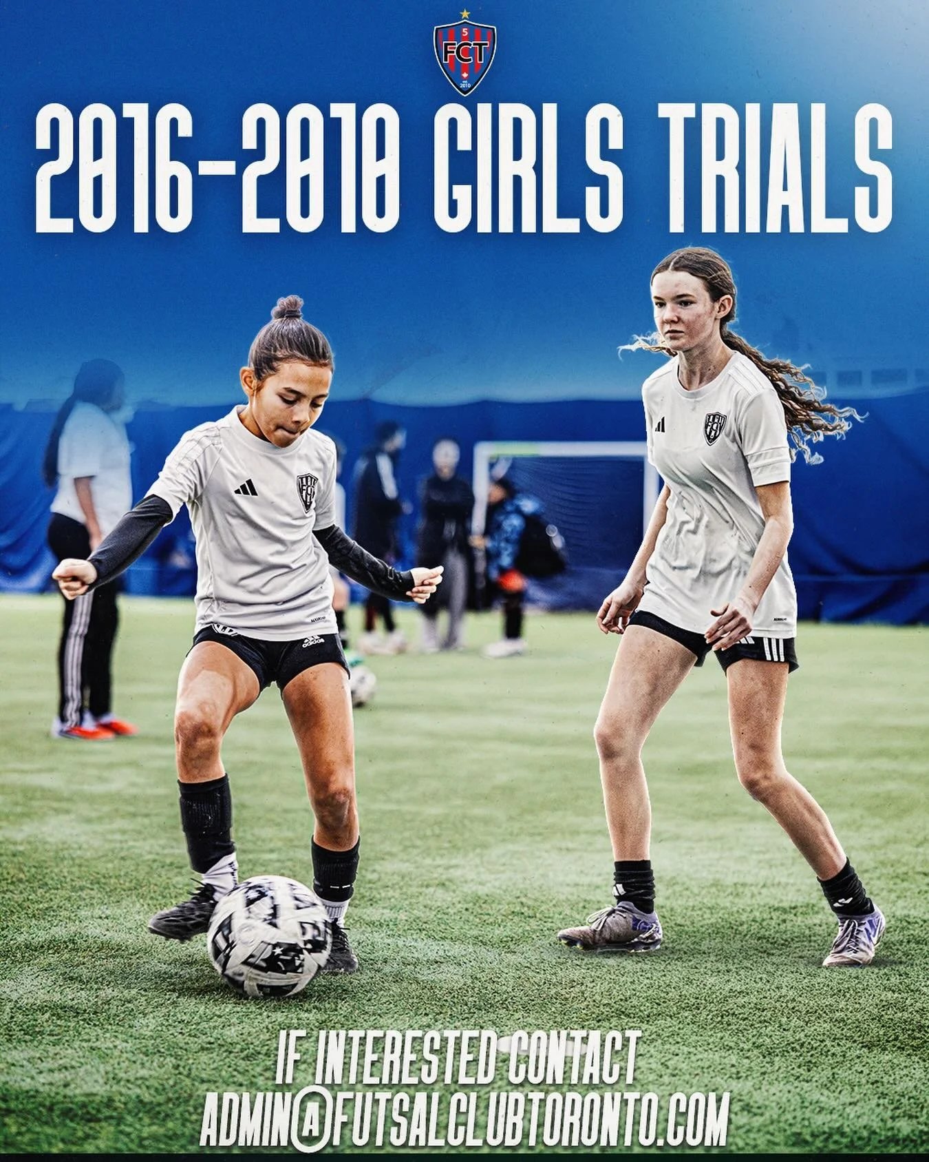 Girls Tryouts (2016&ndash;2010) ⚽

Looking to join a competitive environment?

Futsal Club Toronto is welcoming girls born 2016&ndash;2010 to get involved.

Interested? Reach out: 📧 admin@futsalclubtoronto.com

#FCToronto #FCT #TorontoSoccer #Womens