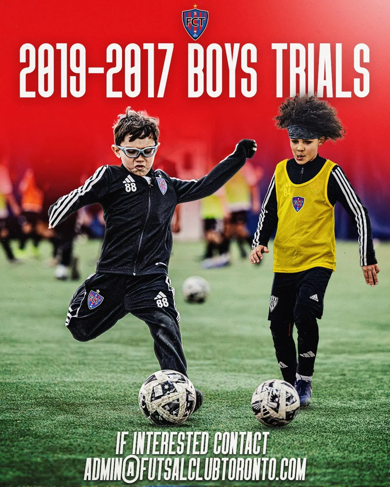 2019&ndash;2017 Boys Tryouts ⚽

Futsal Club Toronto is inviting boys born 2019&ndash;2017 to get involved and compete 🔥

Interested? Send an email to admin@futsalclubtoronto.com for more information 

#FCT #FutsalClubToronto #BoysFutsal #GrassrootsS