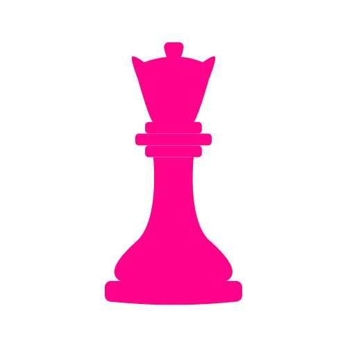Pink chess king piece on a black background.