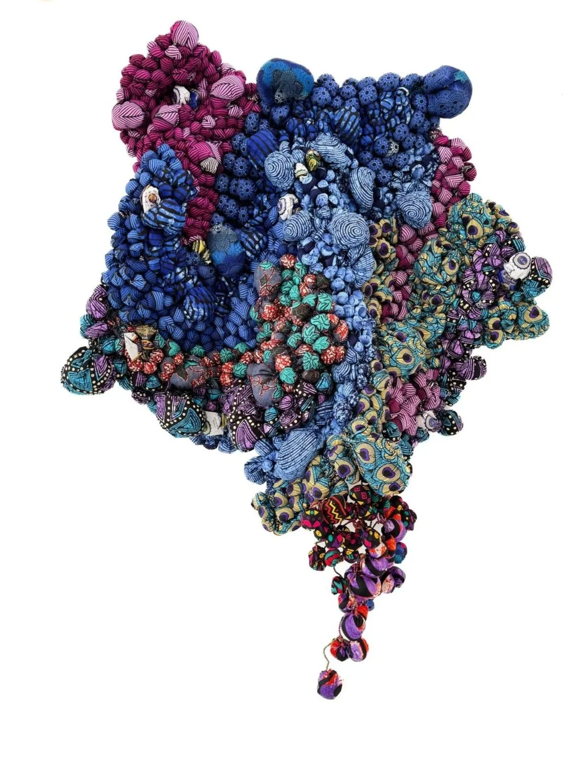 Drip and Path, 2025, African Wax Print Fabric, 60" x 73 1/2" x 19 1/2"