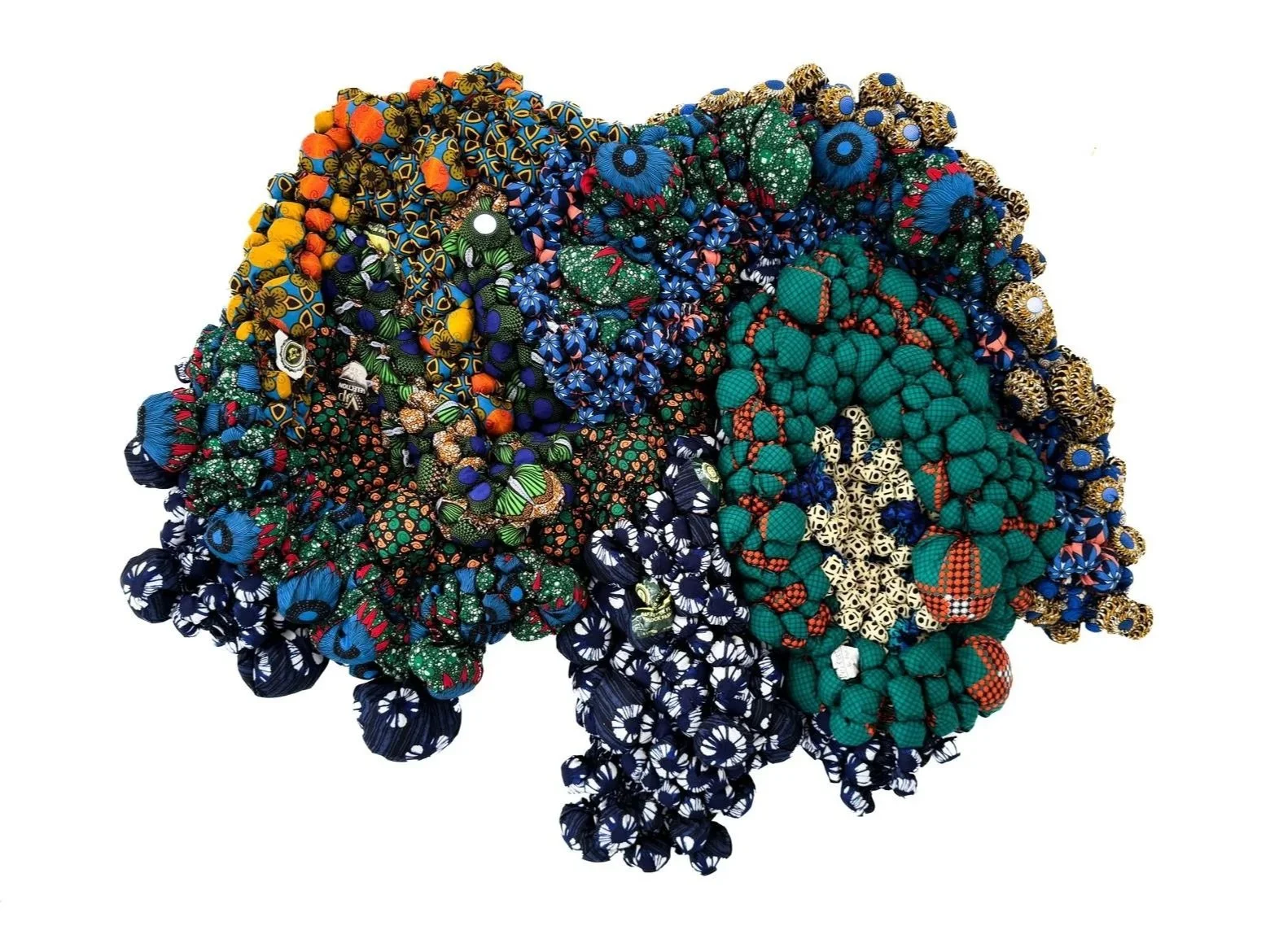 Unsaid Song, 2025, African Wax Print Fabric, 66" x 46 3/4" x 9"