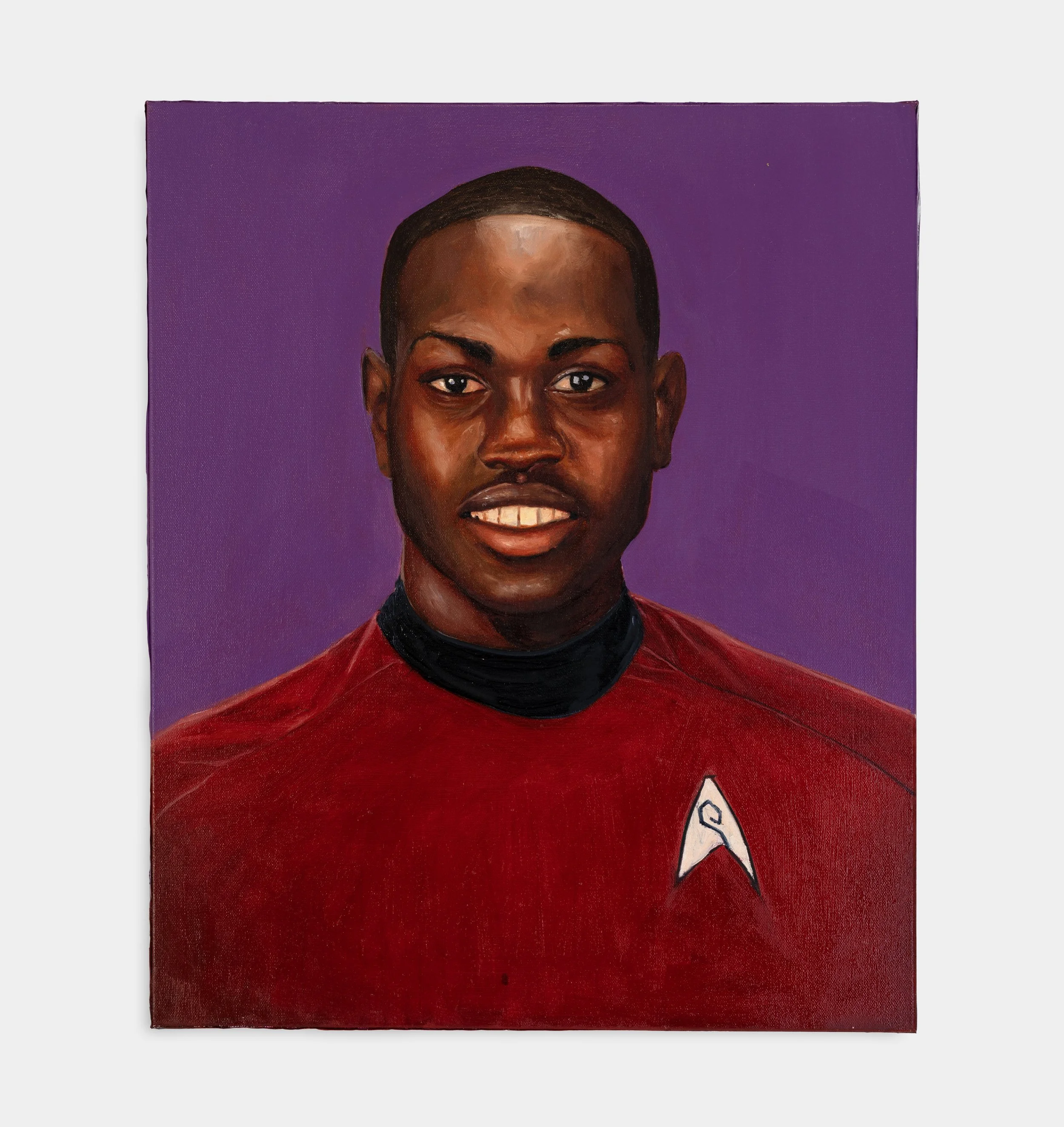 Red shirt: Ahmaud Arbery, 2023, oil on canvas, 26" x 21 1/2"