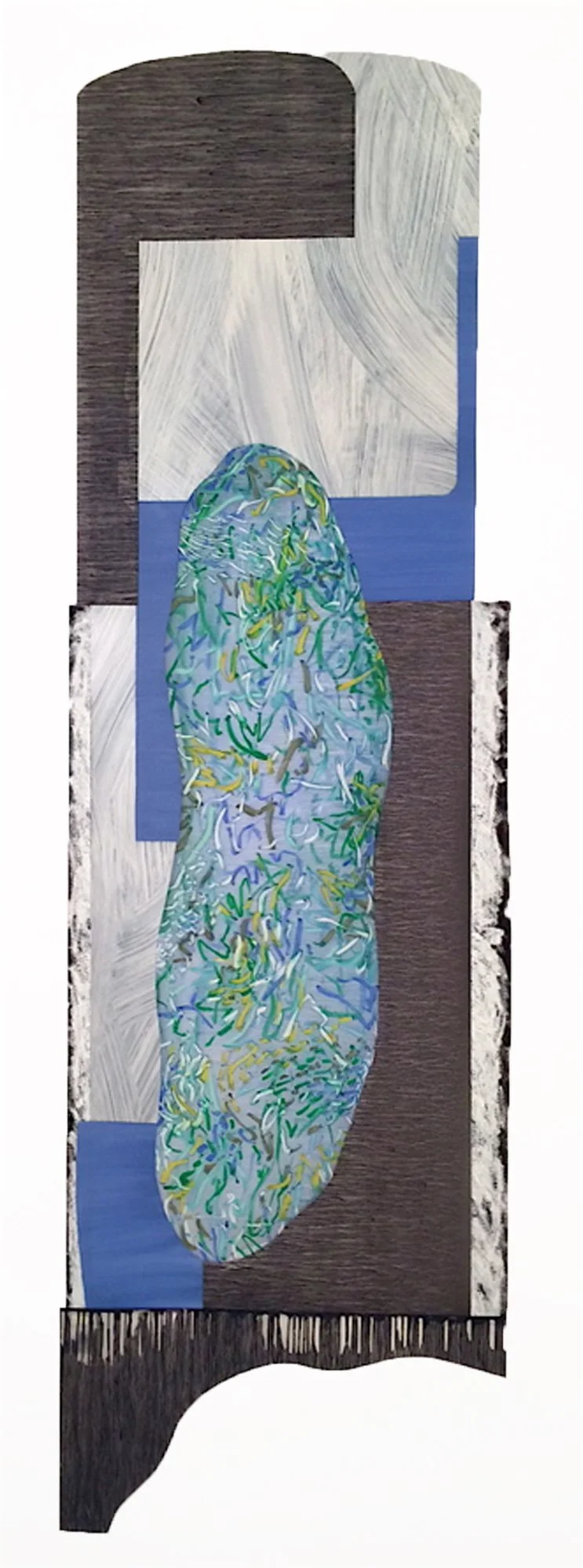 Nannette Carter, "Cantilevered #21", 2017, oil on mylar, 74 1/4" x 30 1/4"