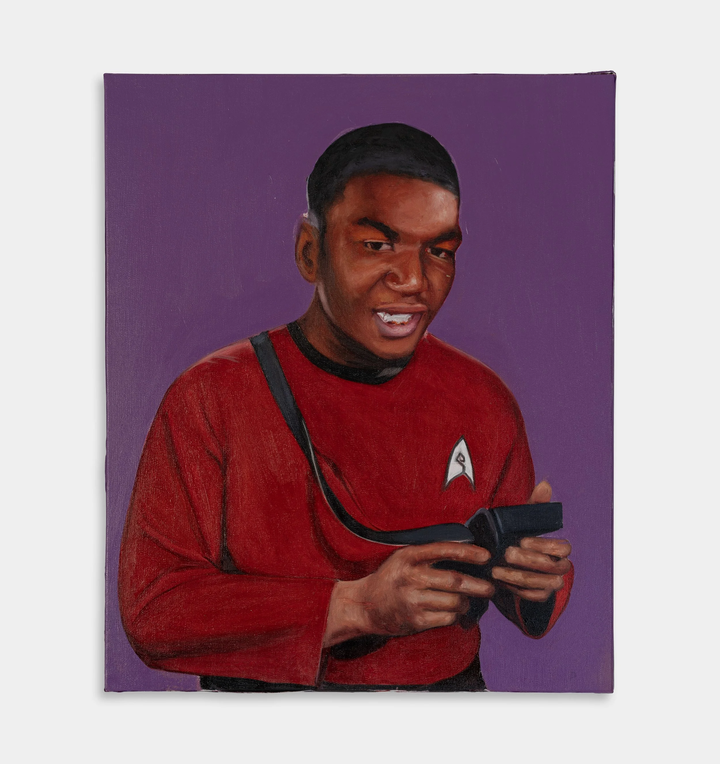 Red Shirt: Trayvon Martin, 2023, oil on canvas, 26" x 21 1/2"