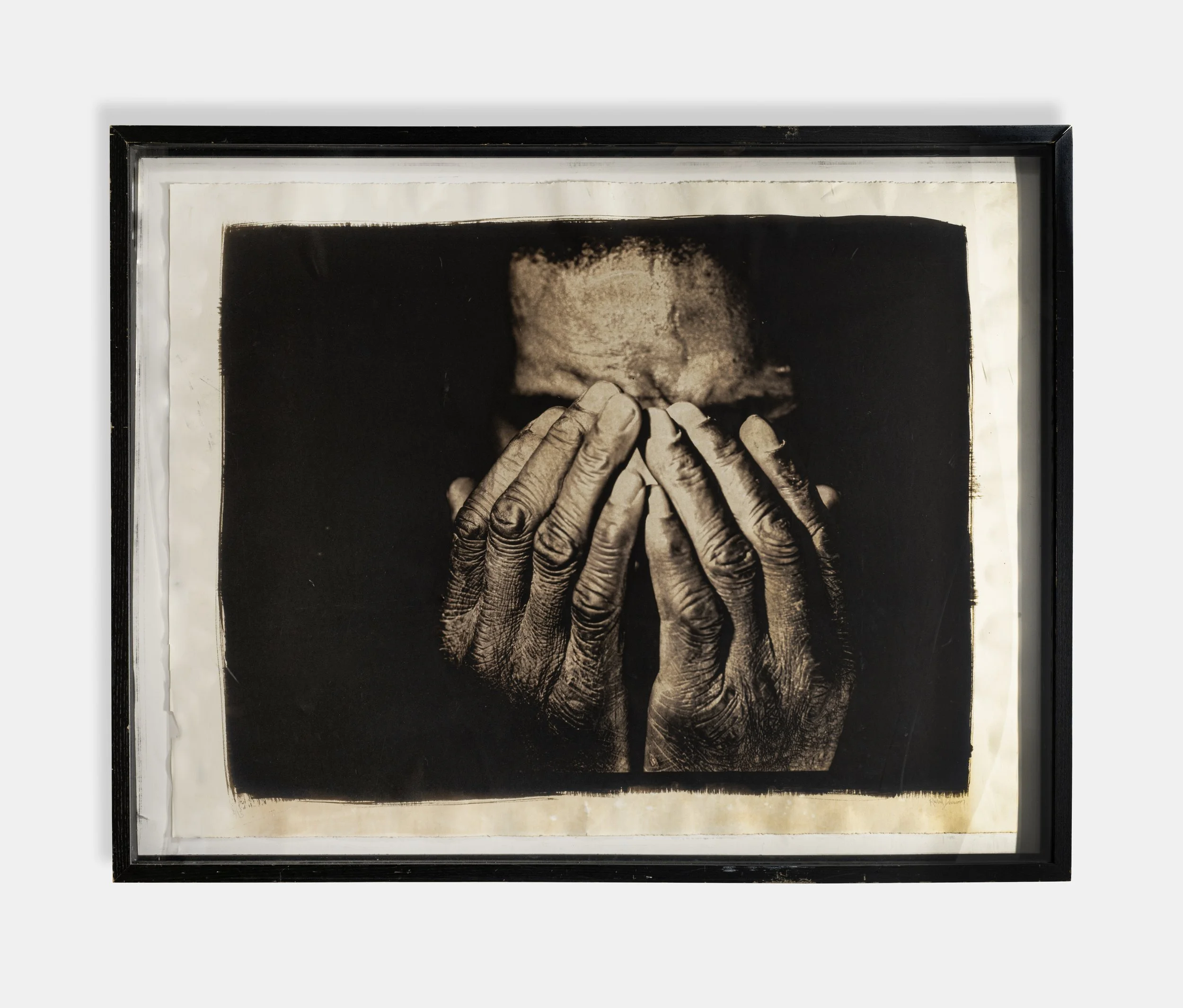 Jonathan with Hands, 1999, Vandyke Brown Photography, 45 1/2"x 55 3/4" 