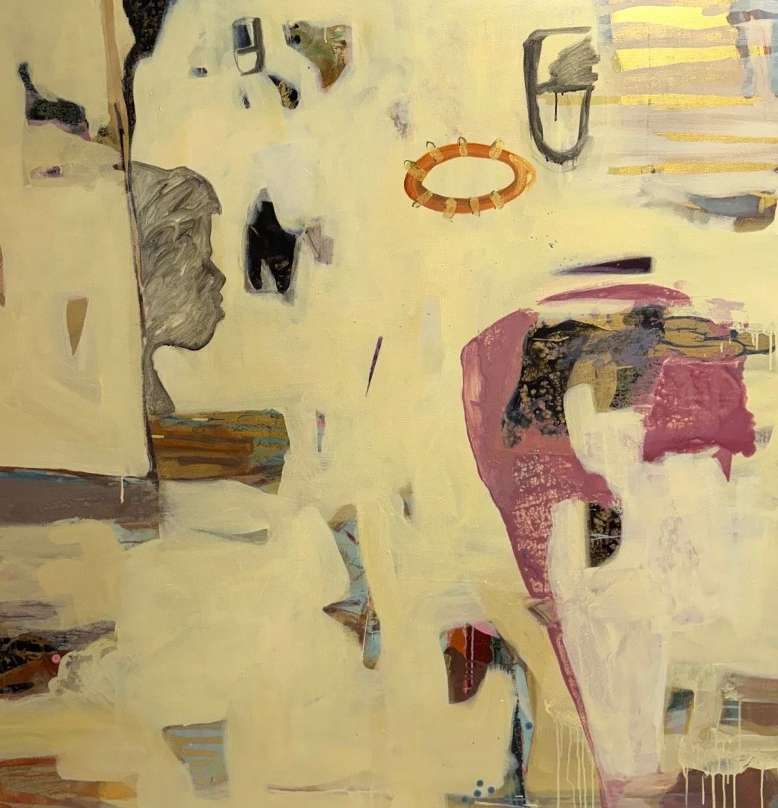 Almost High Yellow, 2025, mixed media on canvas, 60" x 60"