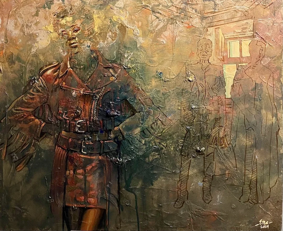 Untitled, 2024, oil and acrylic on canvas, 25" x 30 1/2"