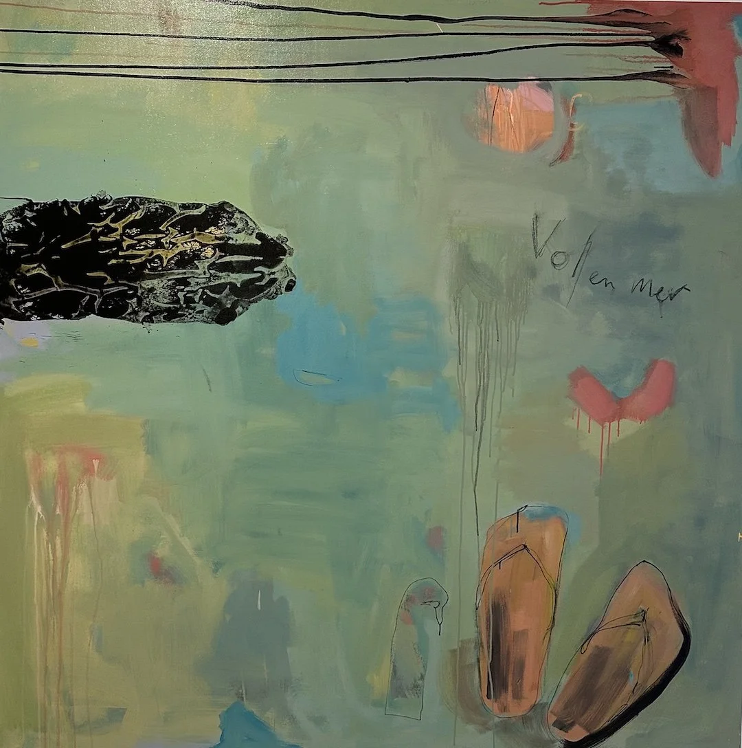 Anita Bates, "Vol en Mer (Ocean Flight)", 2023, mixed media on canvas, 60" x 60"