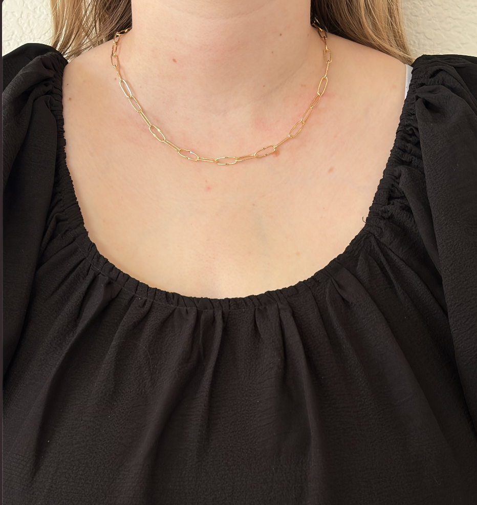 Dainty Paperclip Necklace Chain - Gold