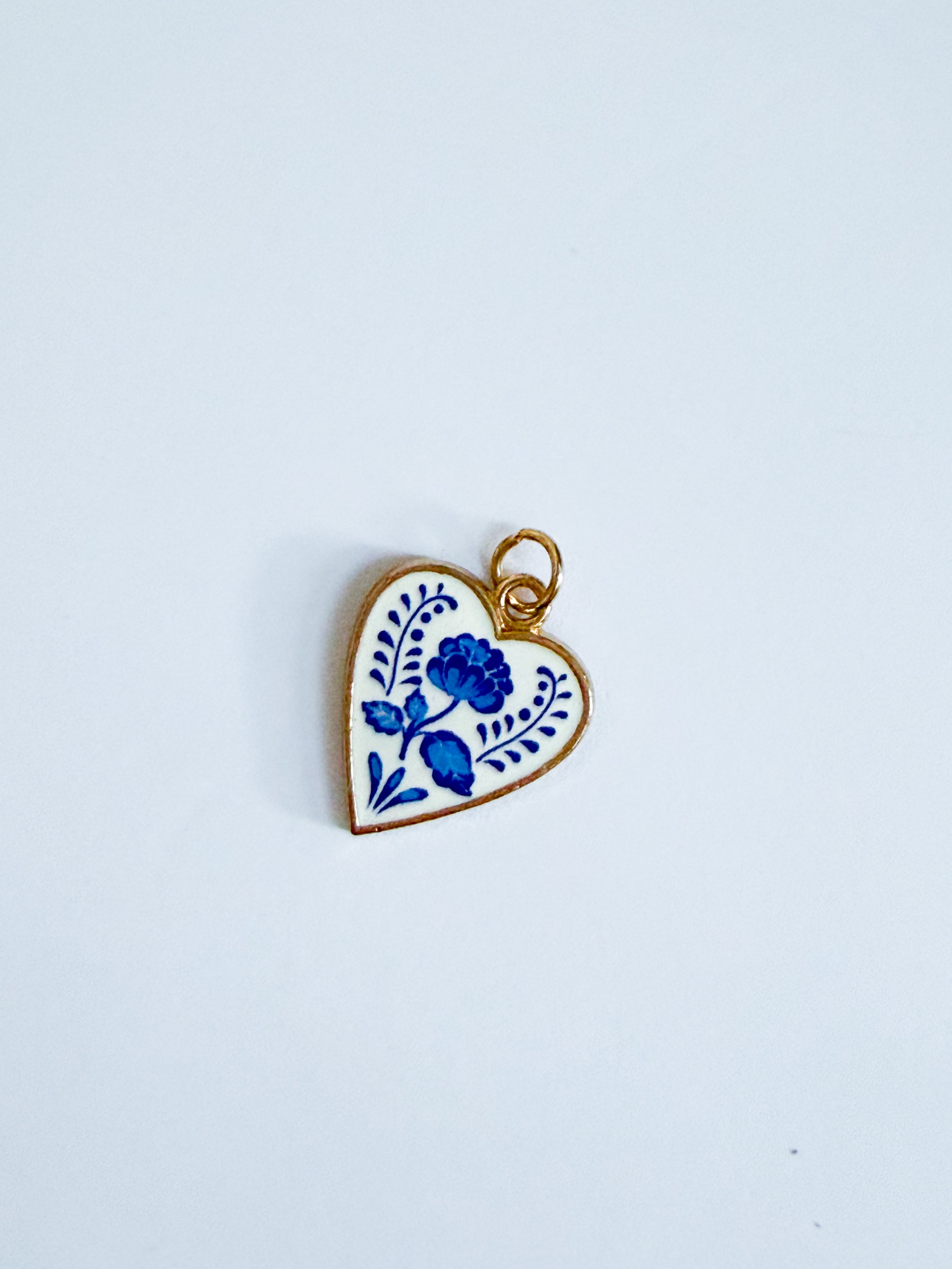 Blue and White Heart Charm
