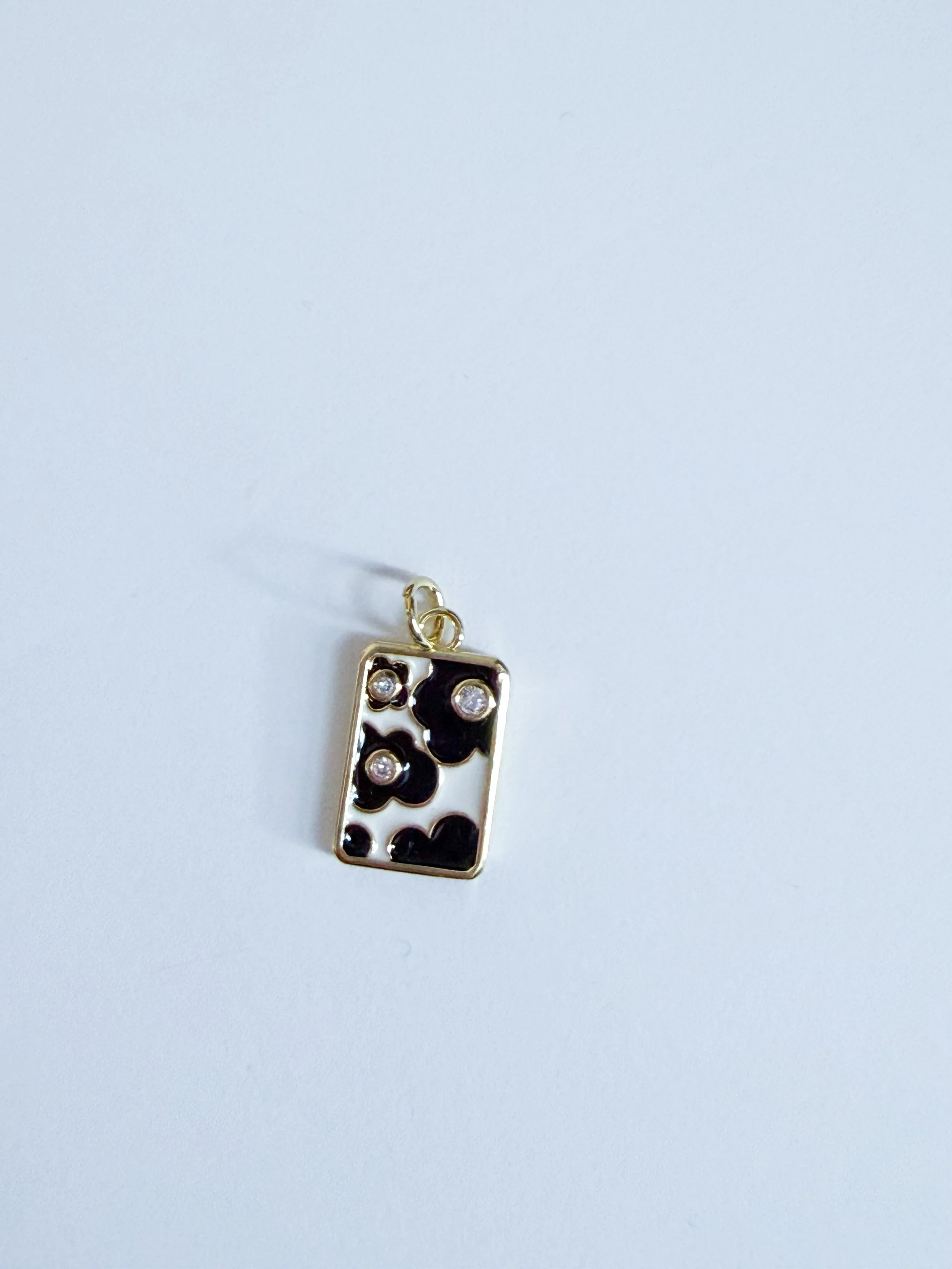 Black and White Floral Pendant Charm