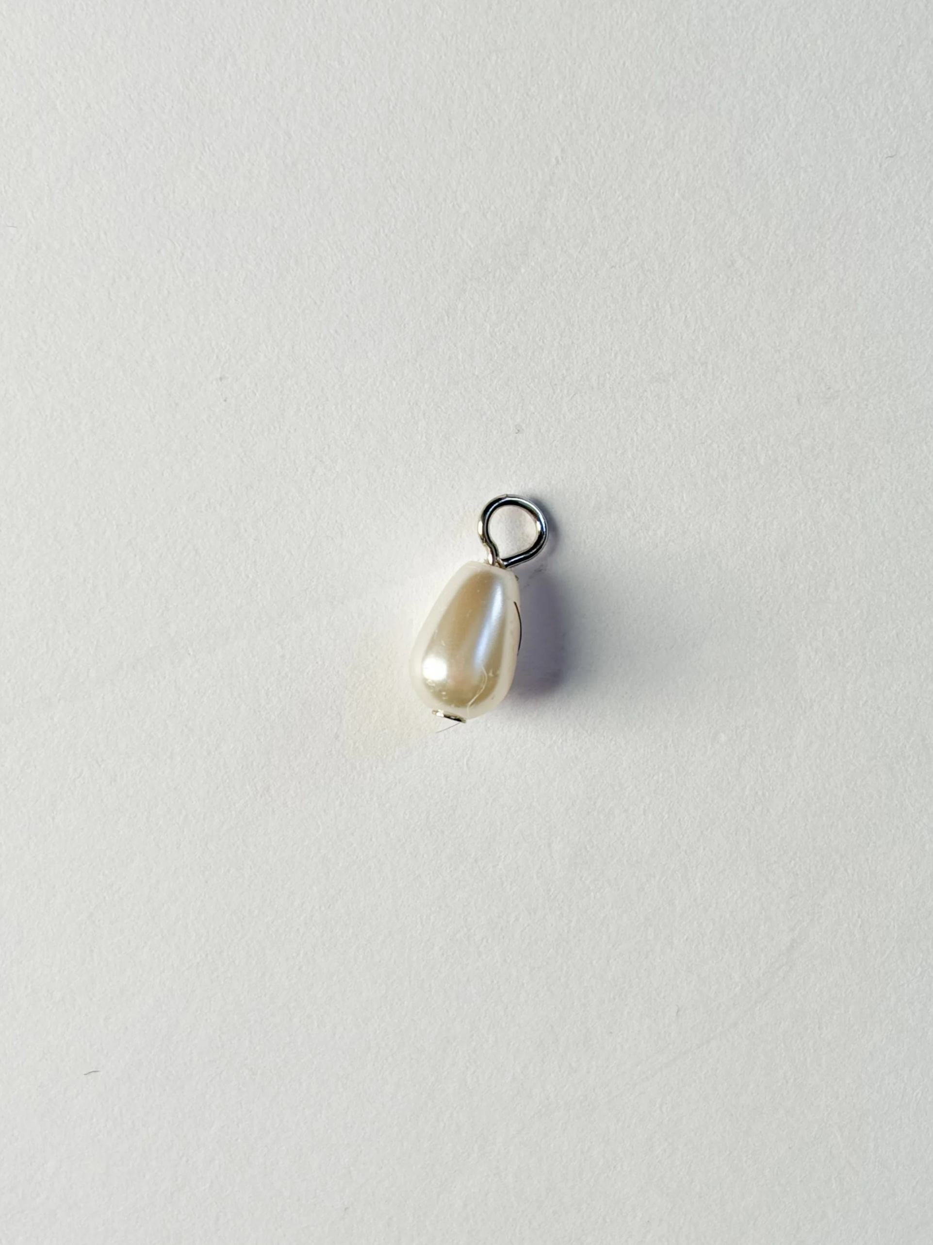 Tiny Drop Pearl Charm in Silver