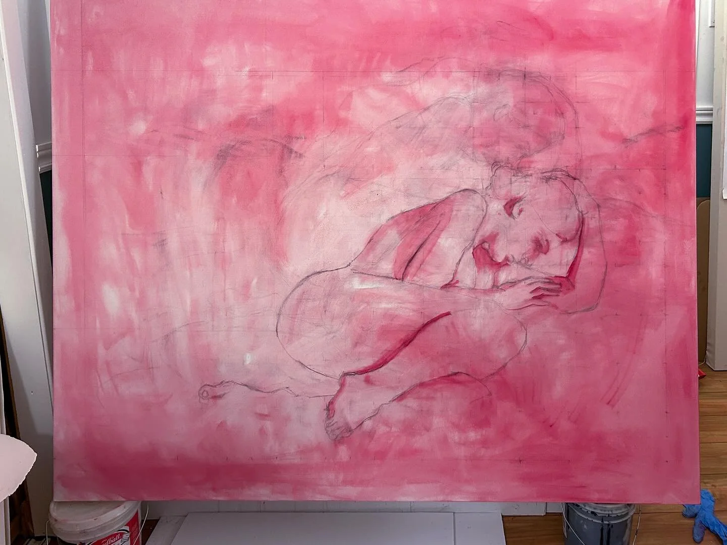 —> Every big painting adventure starts with a messy block-in…
I’ve just started blocking in the dark areas on this commission and I can already tell it’s going to be different from anything I’ve done before. The bes