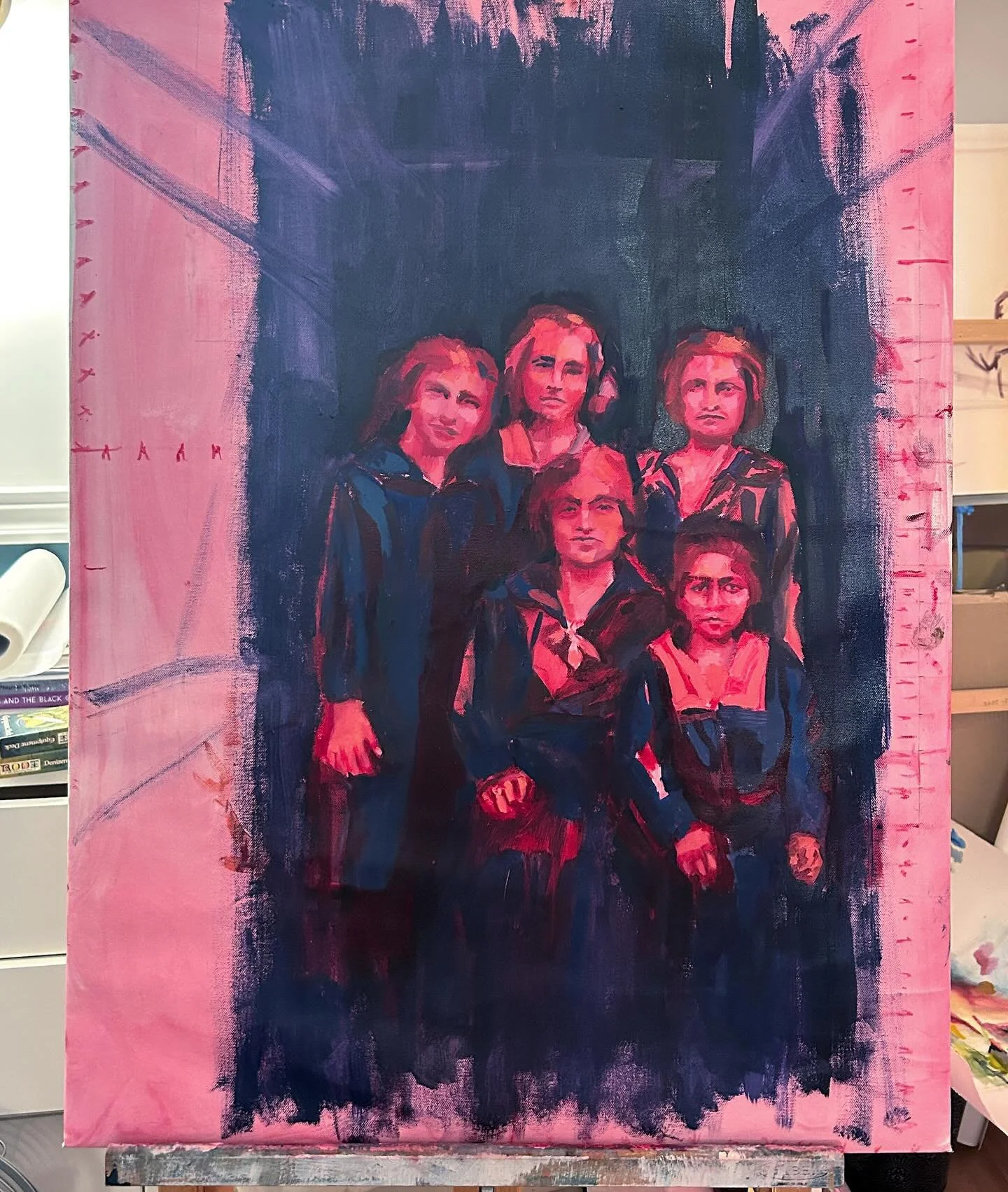 Another painting work day at school! Plan is to add the surrounding room around the figures!