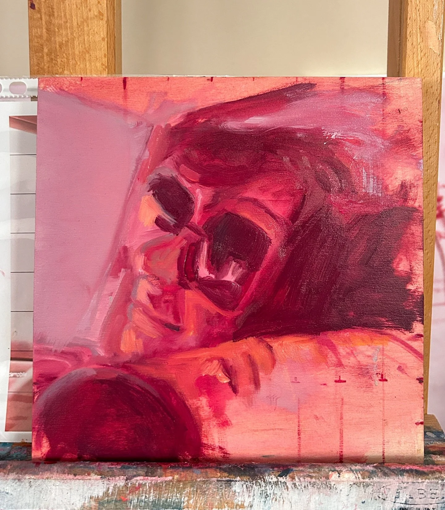First day on a new piece involves a lot of playing around. Getting the feel for a painting and why it would like to be. So far this is more preliminary not necessarily the final colour palette